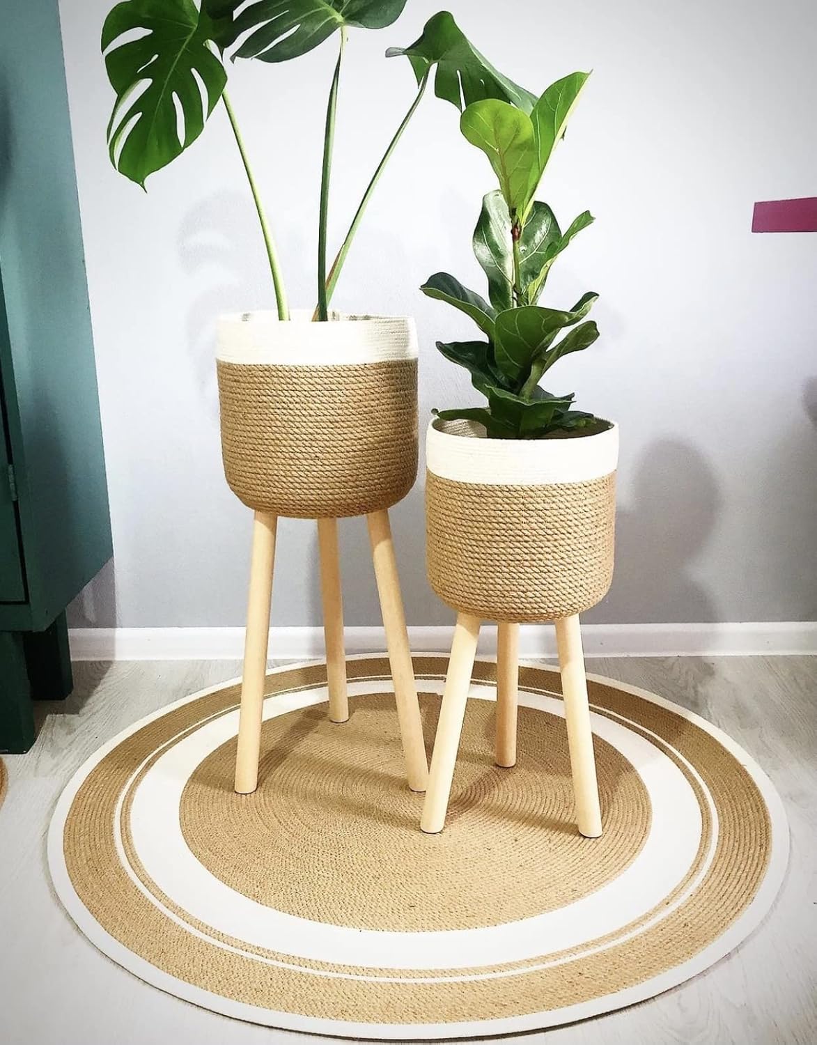 Handwoven Jute Natural Reversible Rugs Round Braided Floor Carpet Mat for Living Room & more