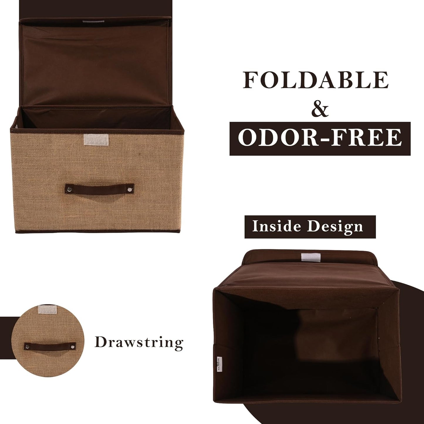Jute Foldable Organizers for Clothes | Closet Organizer for Toys | Books | Blankets | Space Saver Utility - Pack of 2 (Large)