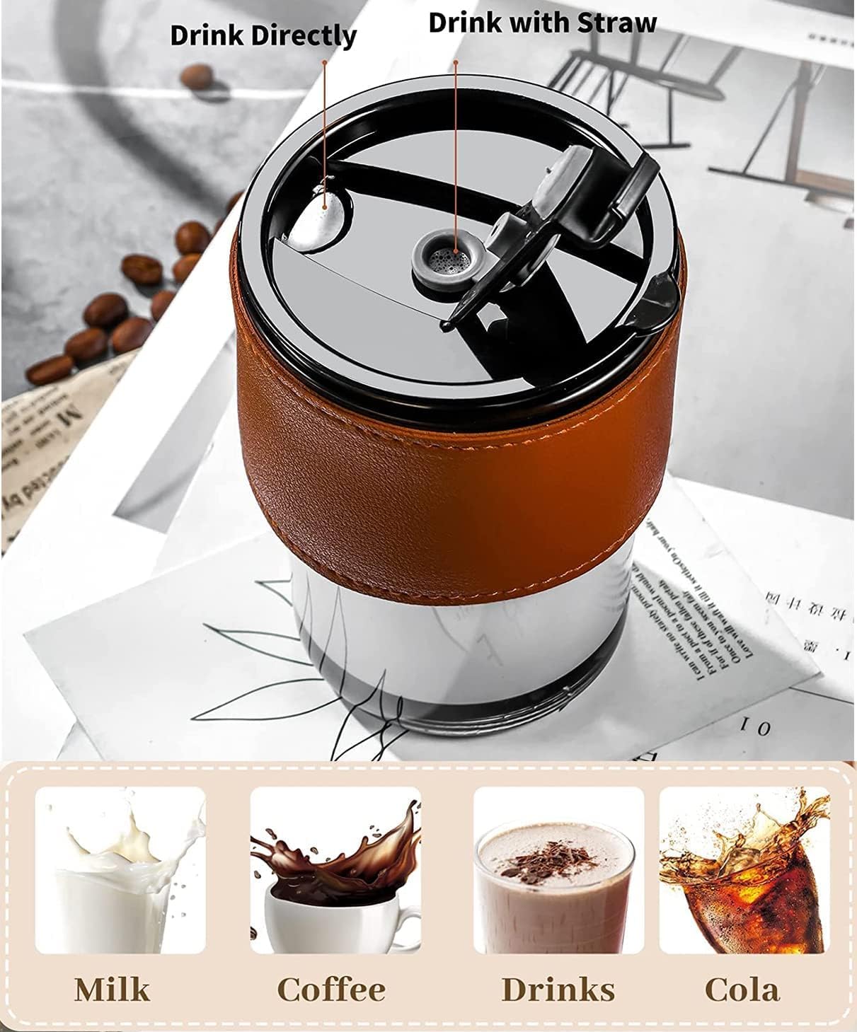 Glass Tumbler Mug with Lid, Straw & Anti-Skid Sleeve 400ml