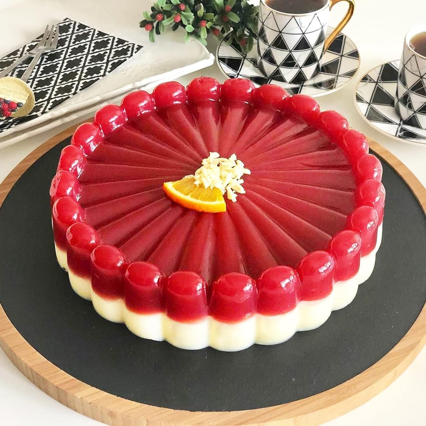 Flexible Silicone Non-Stick Bakeware with Intricate Charlotte Shape Design | Silicone Baking Pan  – 8inch  Round (Multicolor)