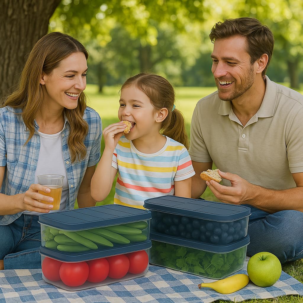 Fridge Storage Boxes – Stackable Food Storage Containers 6-Piece Set – 1200ml Each