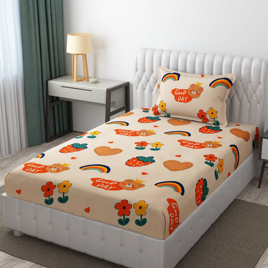 Peach Safari Kids Bedsheet Set β Soft Cotton Feel