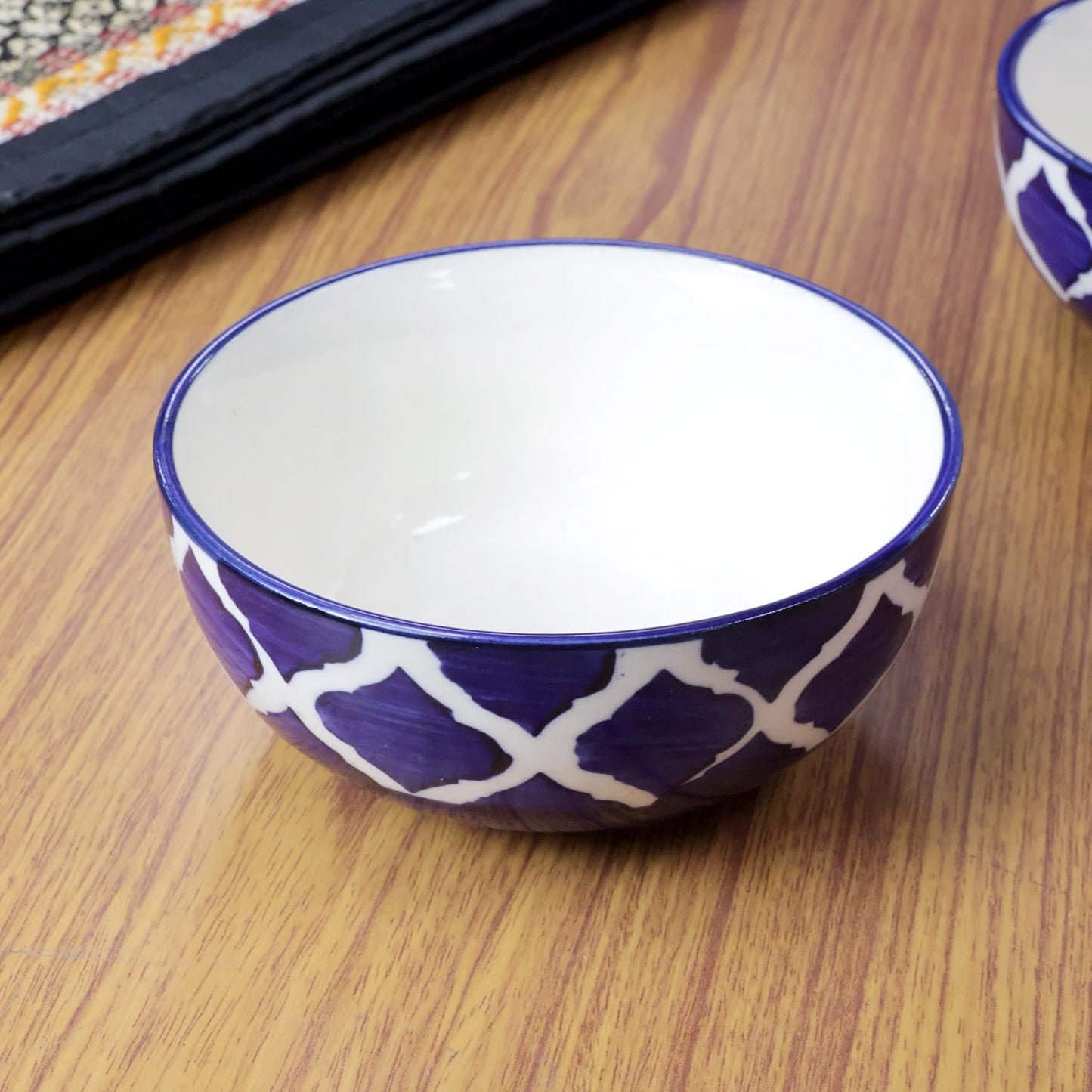 Handmade Ceramic Bowl, Small Serving Bowl for Home Kitchen 180ML Bowl (Blue Bowl Pack of 4)