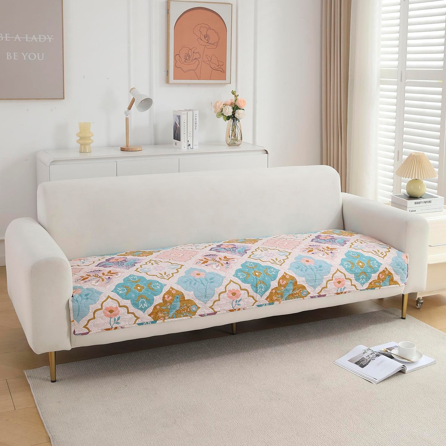 Ethnic Mat Velvet Sofa Cover Set – 3 Seater (2-Piece Mat Set)