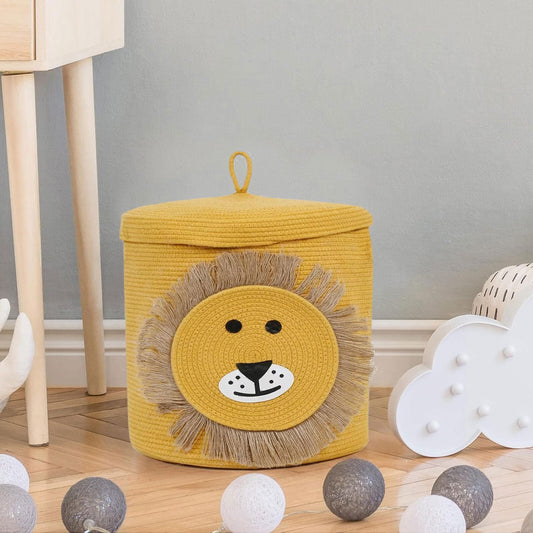 Cotton Lion Basket for Storage Foldable Wardrobe Multipurpose use Laundry Basket