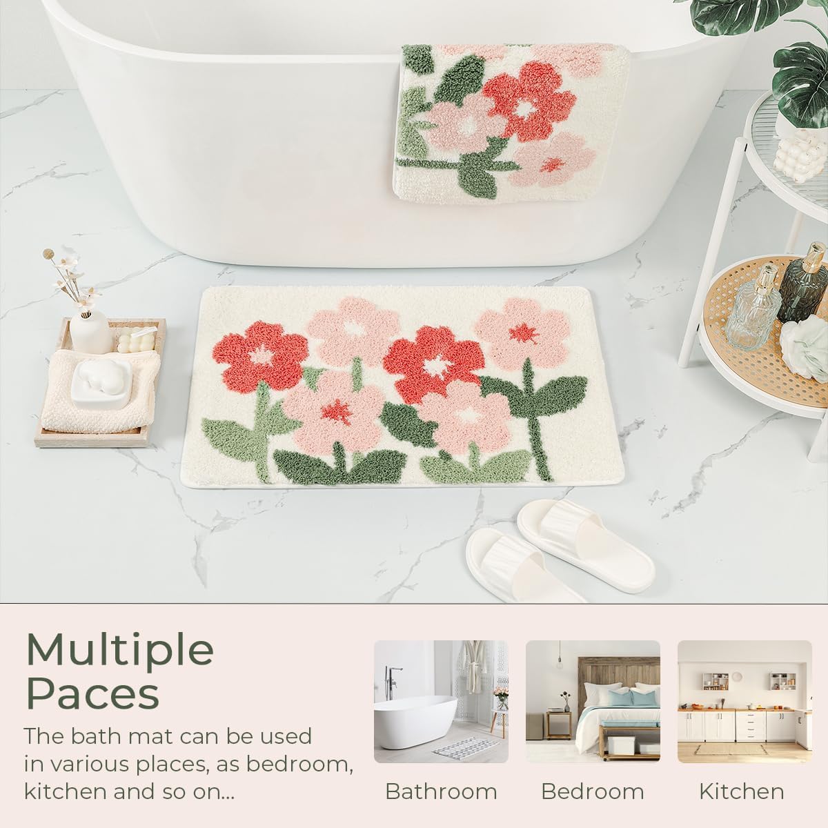 Non-Slip Abstract Bath Rugs Cute Mat Washable for Tube |Rectangular Door Mat for Home