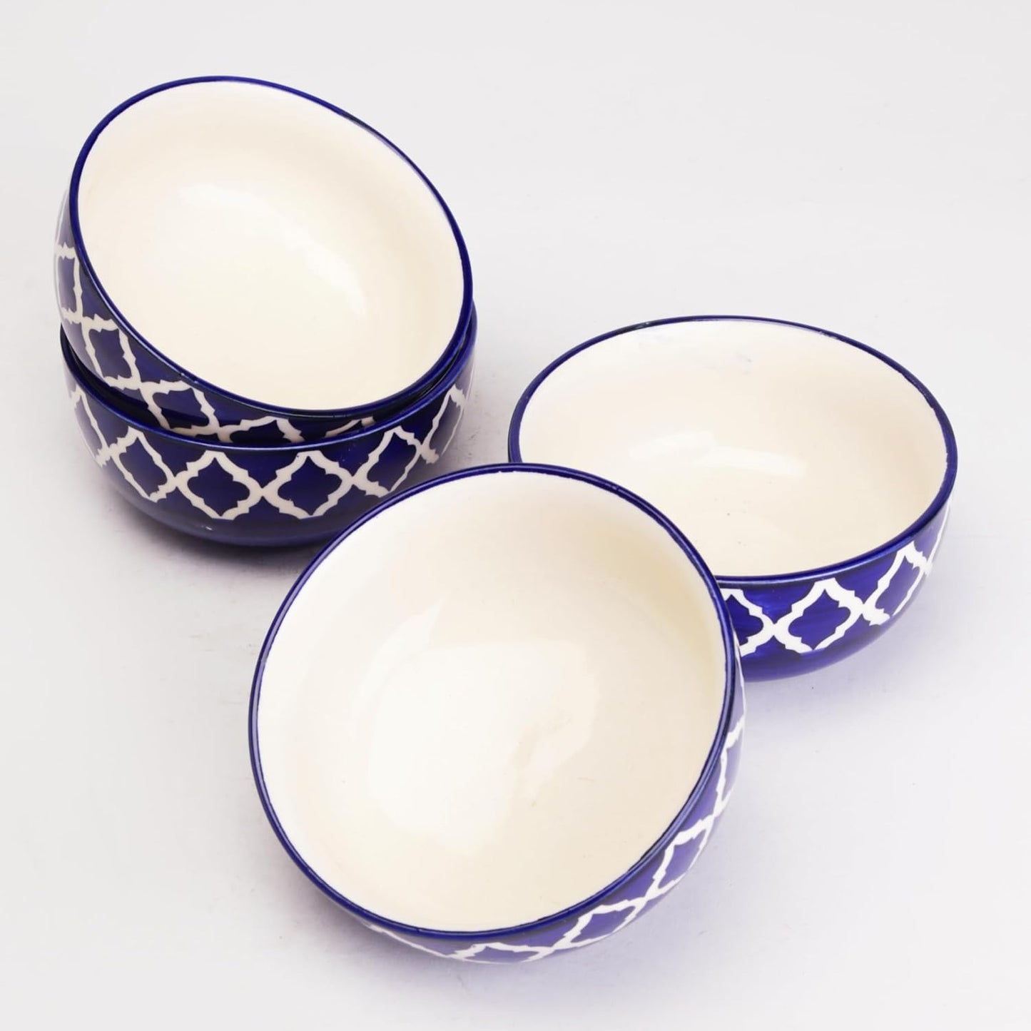 Handmade Ceramic Bowl, Small Serving Bowl for Home Kitchen 180ML Bowl (Blue Bowl Pack of 4)