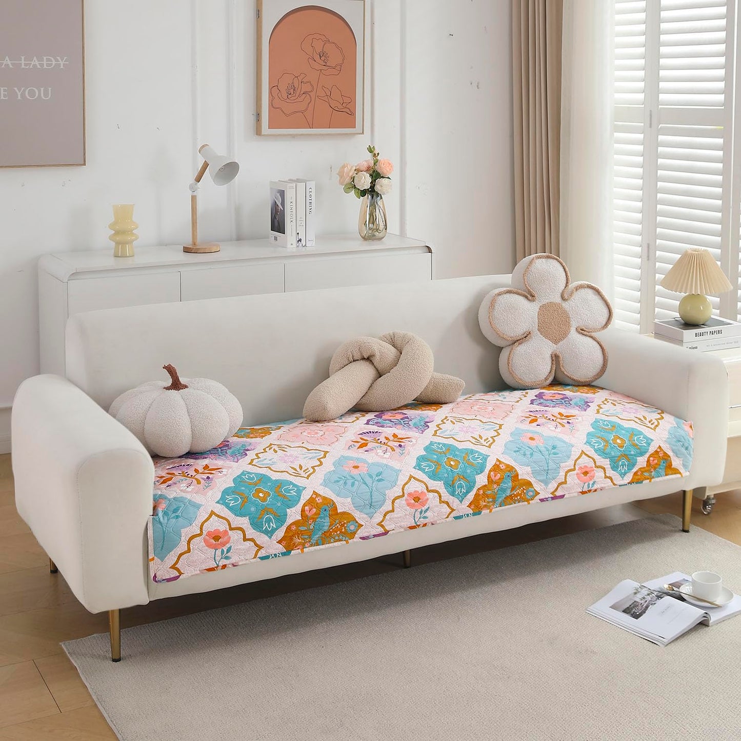 Ethnic Mat Velvet Sofa Cover Set – 3 Seater (2-Piece Mat Set)