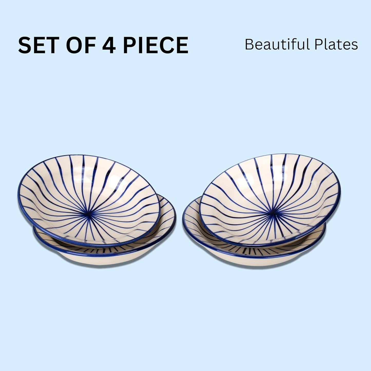 Ceramic Side Serving Plates 10 Inches Quarter Plates (Pack of 4)