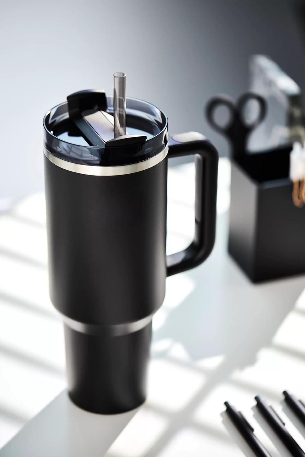 1200ML Stainless Steel Travel Tumbler with Handle & Straw