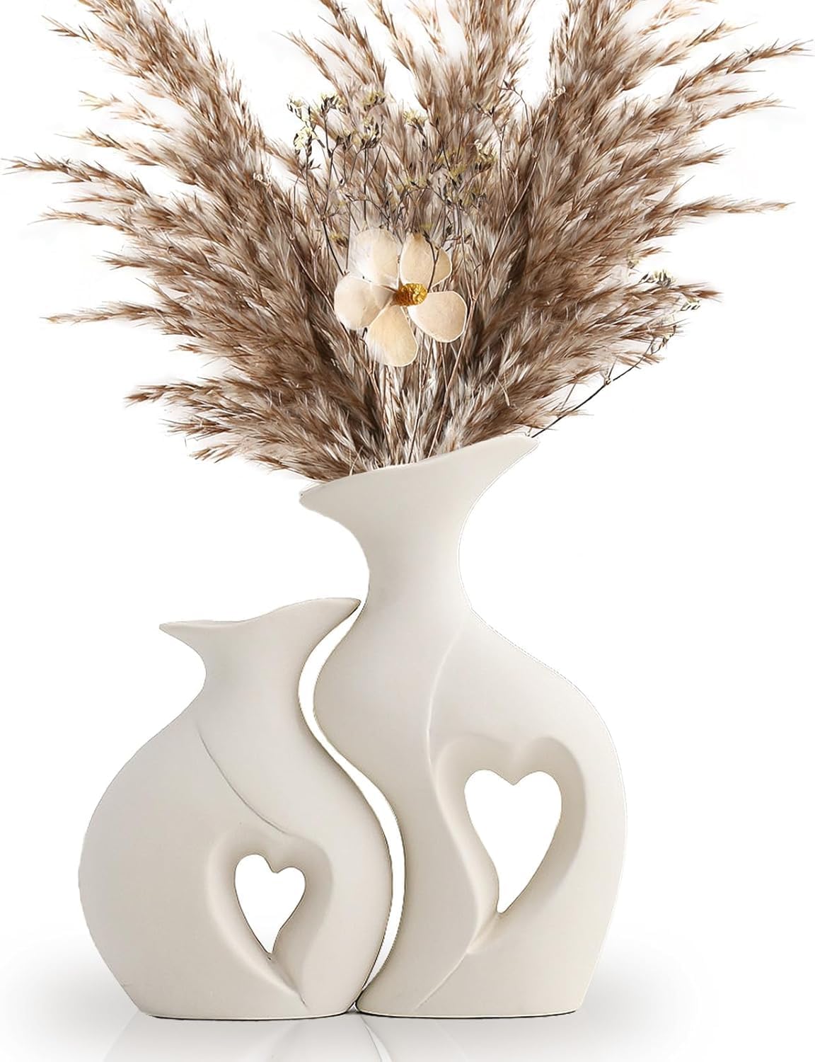 Nordic Embrace White Ceramic Vase (Set of 2)