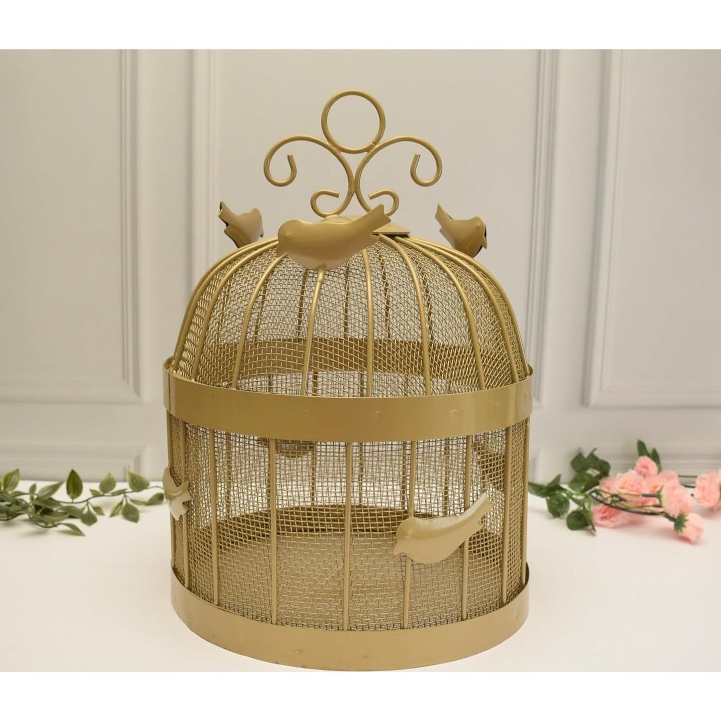 Brass Finished Metal Mesh (Jaali) Fruit Basket with  Lid Countertop Ideal for Storing Fruits, Vegetables