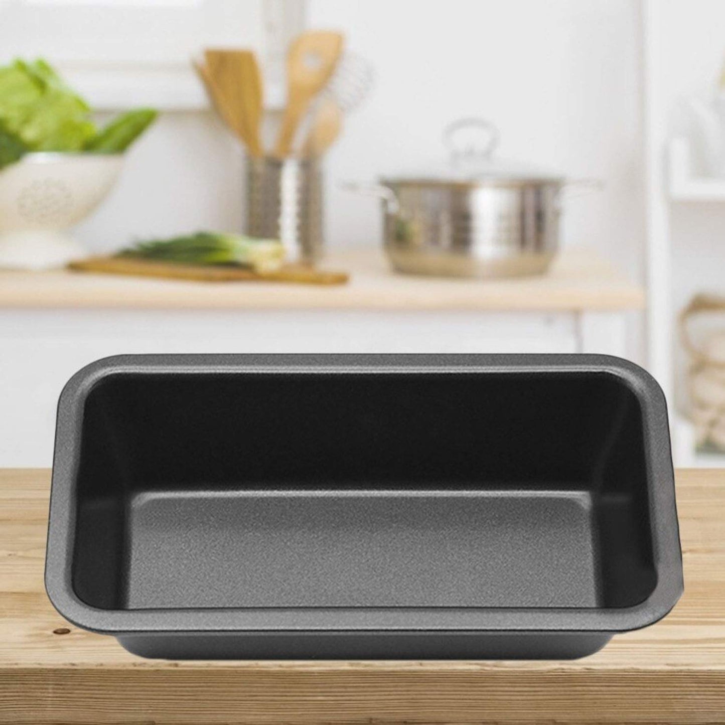 Non-Stick Carbon Steel Loaf & Muffin Bake Pan | Rectangle Bread Mould for Baking in Microwave Oven, Cooker – Black