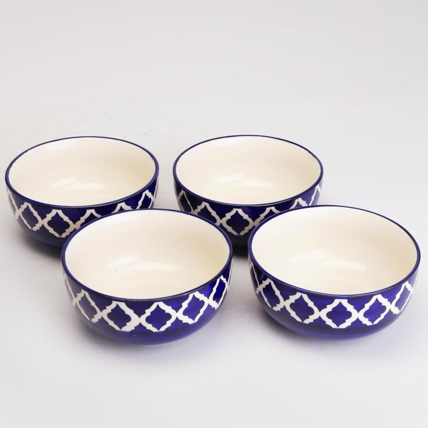 Handmade Ceramic Bowl, Small Serving Bowl for Home Kitchen 180ML Bowl (Blue Bowl Pack of 4)