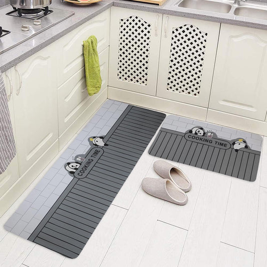 Stylish Modern Prints Rubber Kitchen Mat β Pack of 2 (Panda)