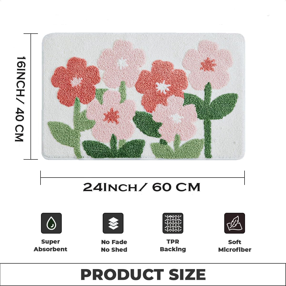 Non-Slip Abstract Bath Rugs Cute Mat Washable for Tube |Rectangular Door Mat for Home