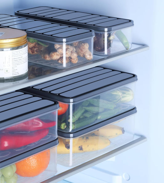 Fridge Storage Boxes – Stackable Food Storage Containers 6-Piece Set – 1200ml Each