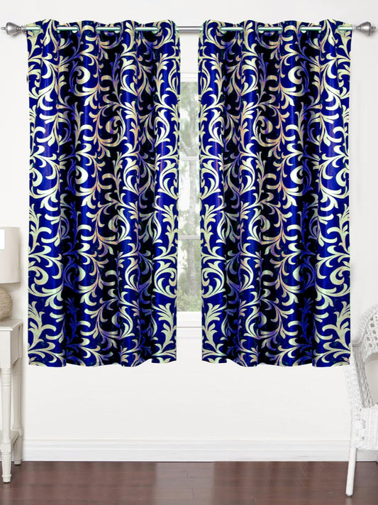 Floral Print Polyester Standard Curtain Pack of 2