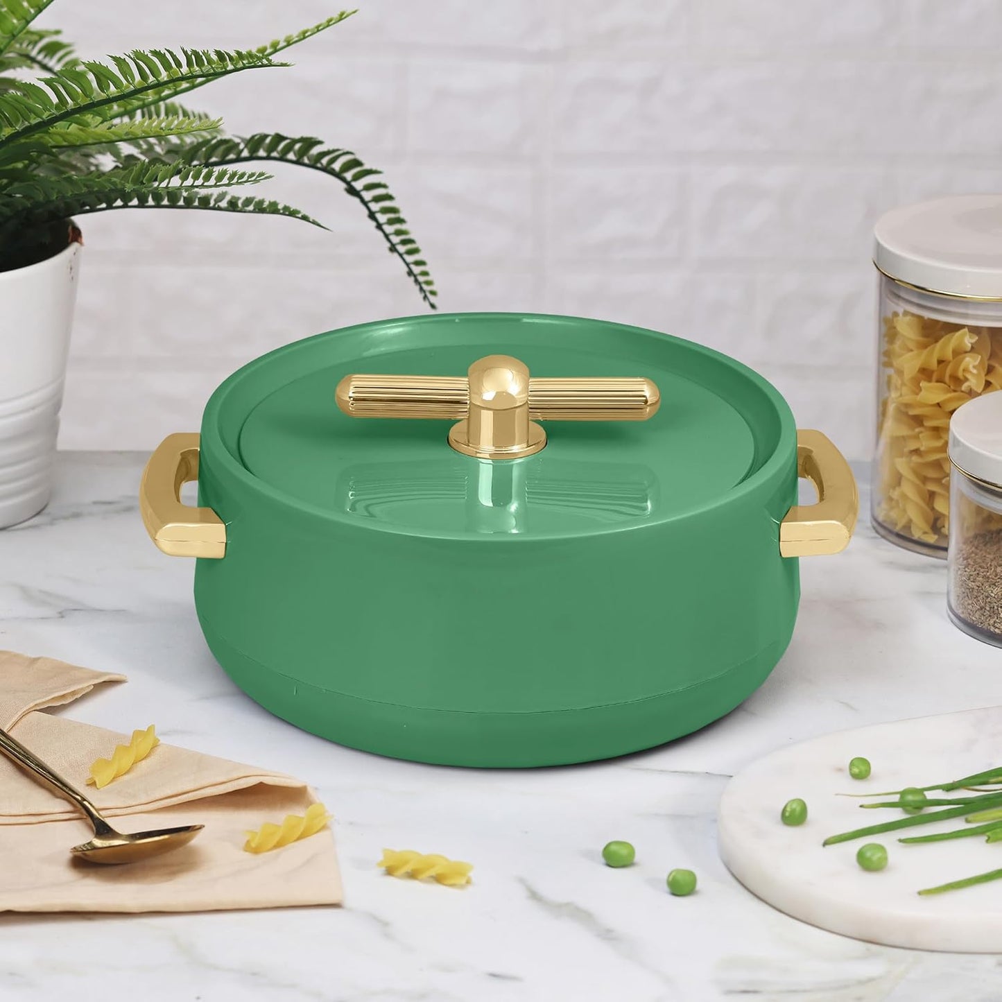 Elegance  Royal Sea Green Inner Steel Casserole Set of 3 (1700ml, 1200ml, 600ml)
