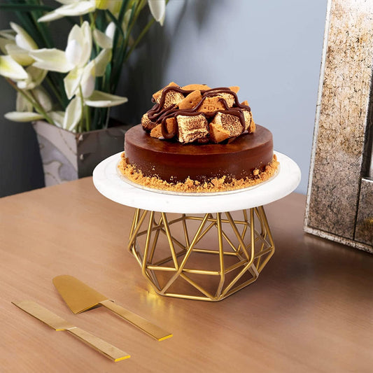 Metallic Skirt Shape Cake Stand White Color | Dessert Stand | Fruit Bowl | Cake Server | Cupcake Stand for Mother Day Gifting