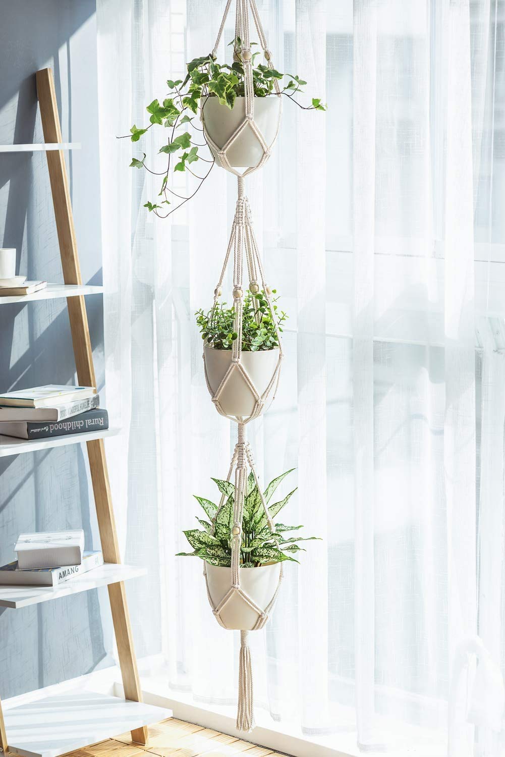 3-Tier Macrame Plant Hanger with Beads