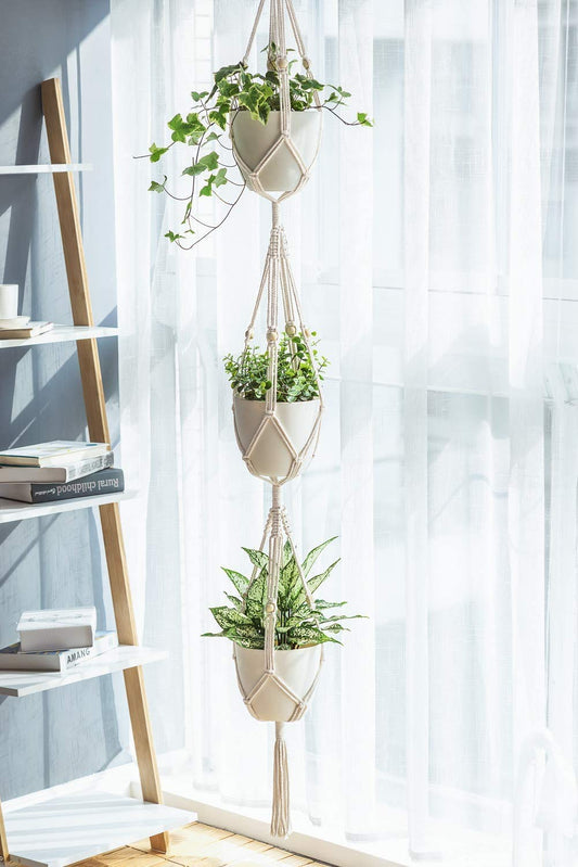 3-Tier Macrame Plant Hanger with Beads