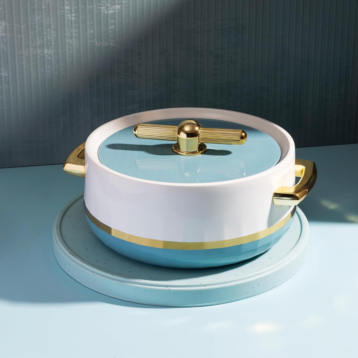 Elegance Royal Sky Blue Inner Steel Casserole Set of 3 (1700ml, 1200ml, 600ml)