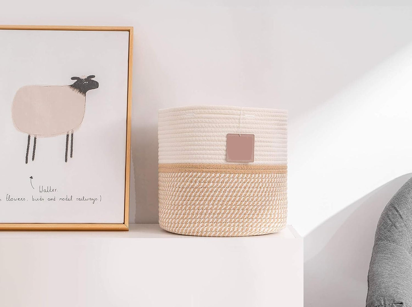 Cotton Storage Gift Basket, Organizer Box  Pack of 3(10*10, 8*8, 6*6) inches Brown & White