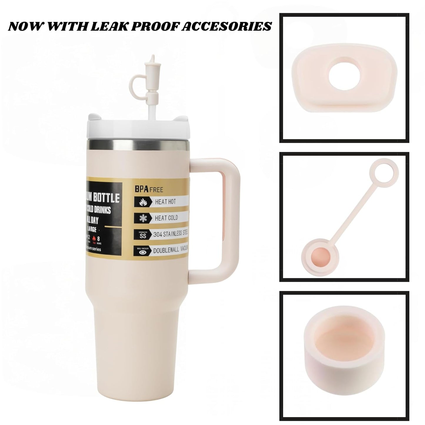 1200ML Stainless Steel Travel Tumbler with Handle & Straw