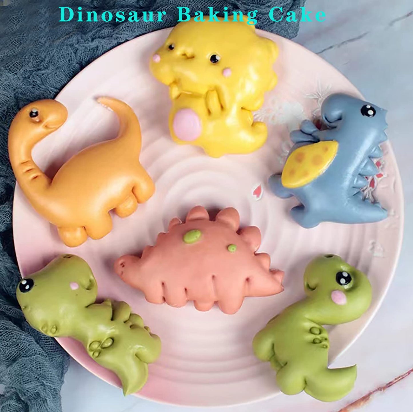 Kids Cartoon Different Shapes Candy Fondant Mould Cake Decorating Tools - 6 Slot Dinosaur Shaped Mould
