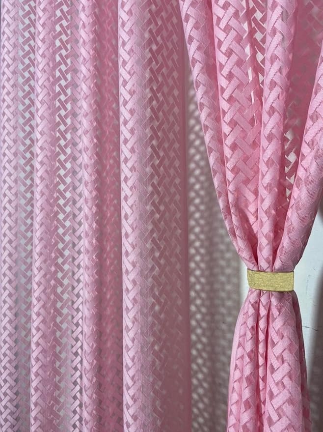 Cross Net Light Filtering Curtains for Home Decor Set of 2