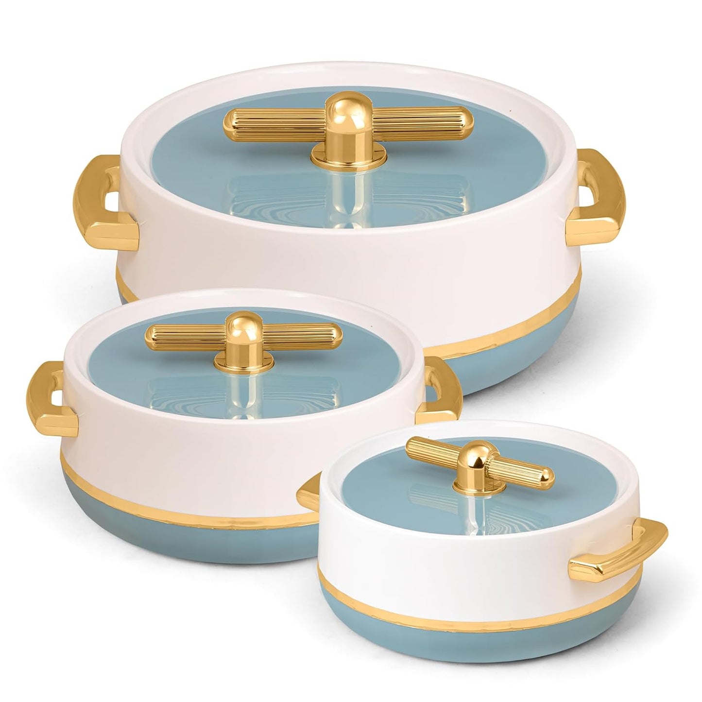 Elegance Royal Sky Blue Inner Steel Casserole Set of 3 (1700ml, 1200ml, 600ml)