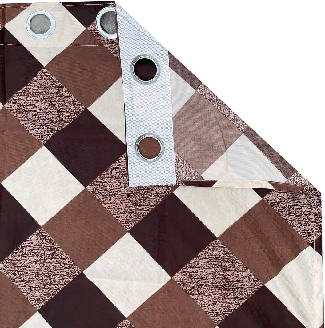 Checkered Pattern Designer Printed Curtains Pack of 2