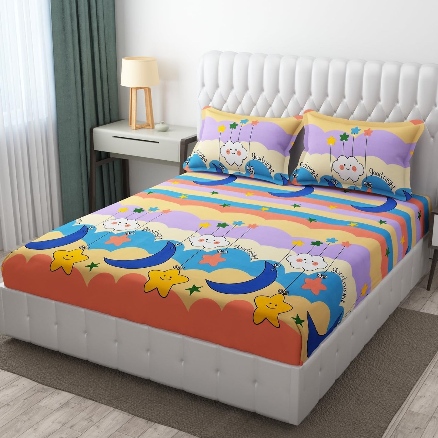 Cartoon Comfort Microfiber Kids Bedsheet Set – Double (90x90 inch)