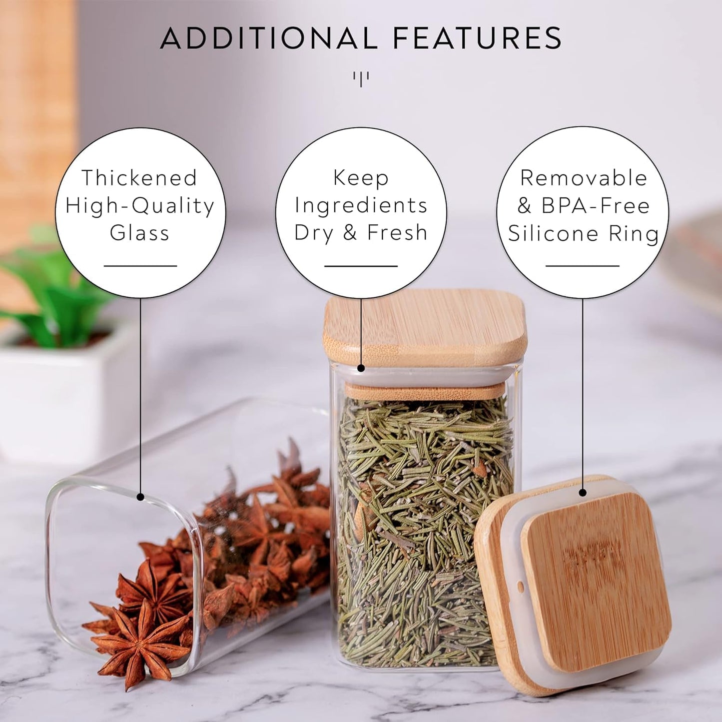 Glass Food Storage Containers with Airtight Wooden Lids 280ml – Pack of 9