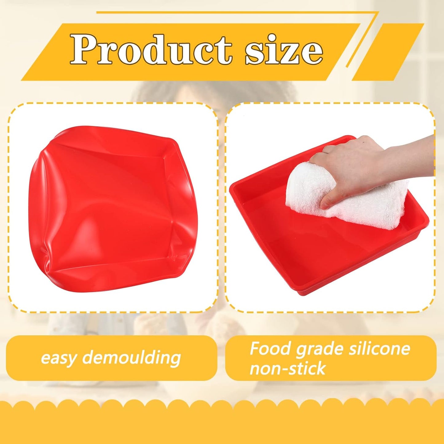 Premium SGS Certified Silicon Square Cake Mould for Baking, Bakeware Pan, 6 Inch / 15cm BPA-Free, Microwave Safe, Easy Release Baking Tin