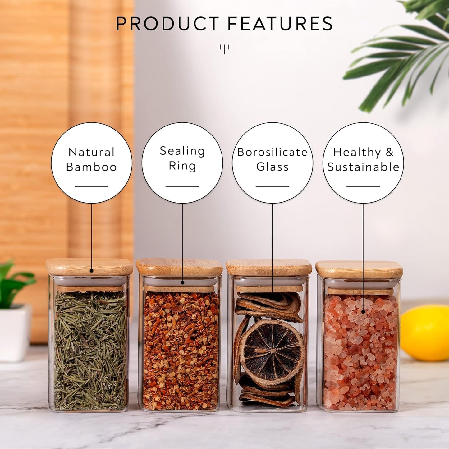 Glass Food Storage Containers with Airtight Wooden Lids 280ml – Pack of 9