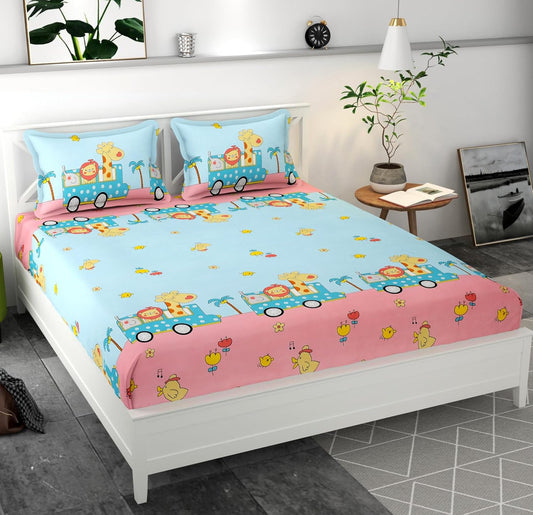 All-Round Elastic Fitted Cartoon Double Bedsheet Set (King Size)