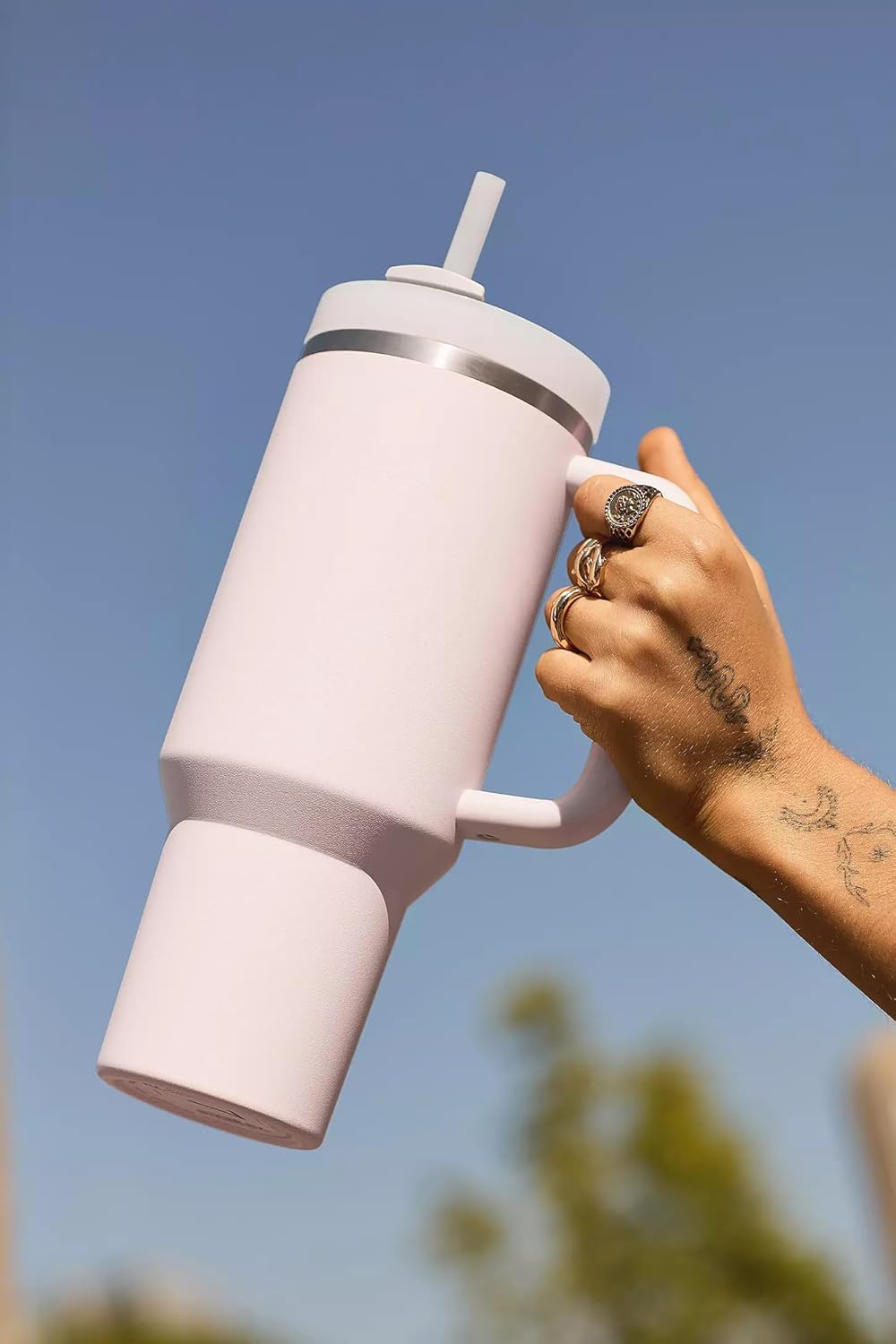 1200ML Stainless Steel Travel Tumbler with Handle & Straw