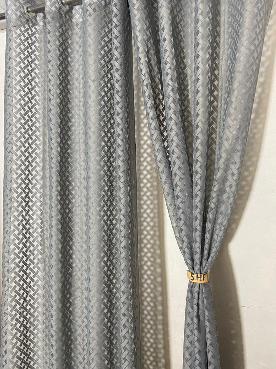 Cross Net Light Filtering Curtains for Home Decor Set of 2