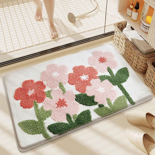Non-Slip Abstract Bath Rugs Cute Mat Washable for Tube |Rectangular Door Mat for Home