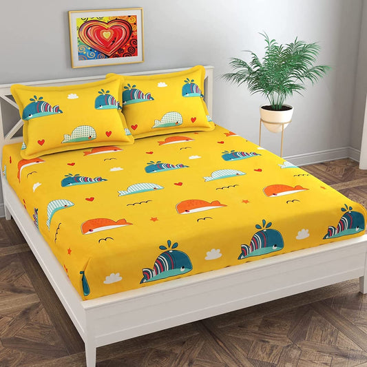 Soft Fit Queen Size Elastic Fitted Bedsheet β Floral Print (72x78 Inches)