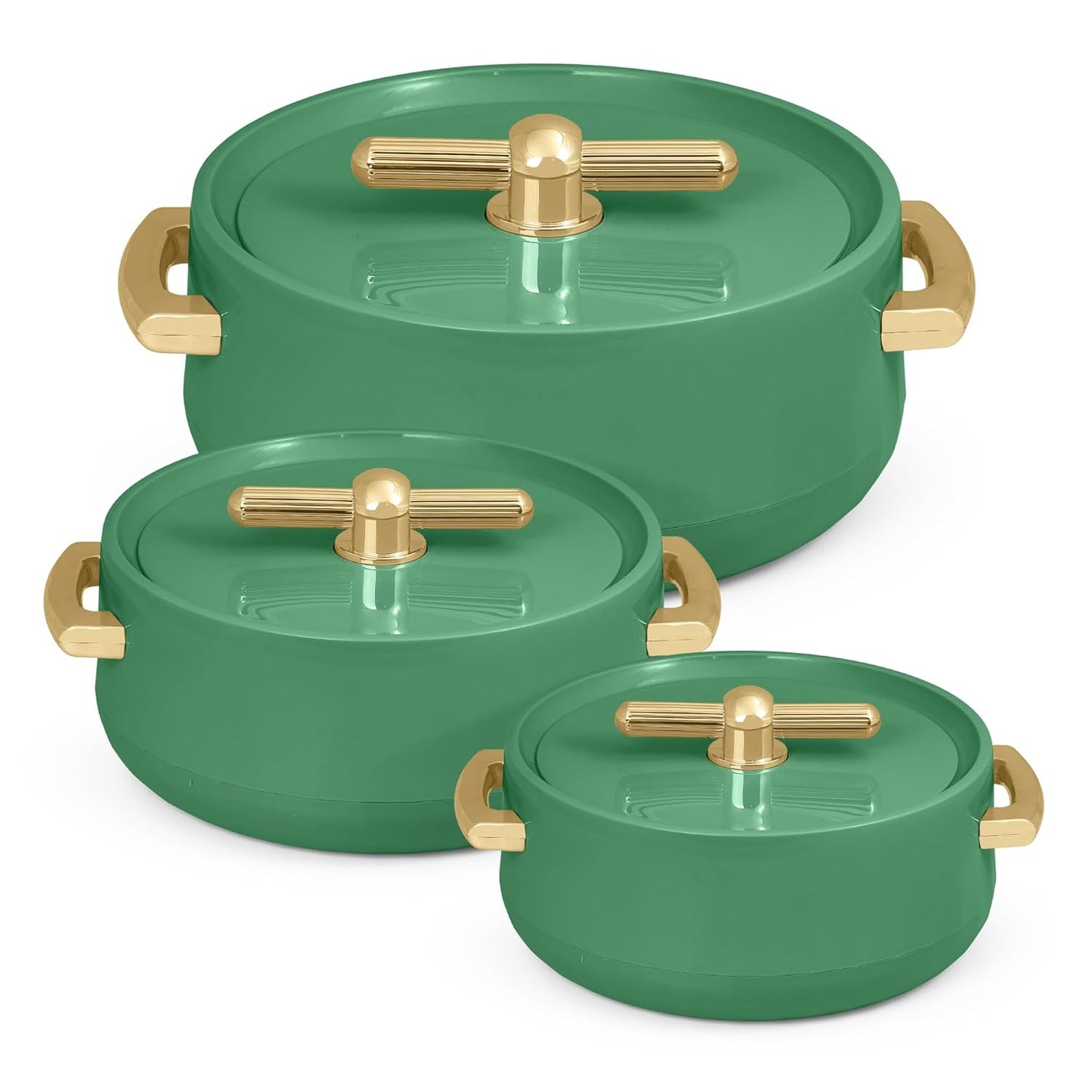Elegance  Royal Sea Green Inner Steel Casserole Set of 3 (1700ml, 1200ml, 600ml)