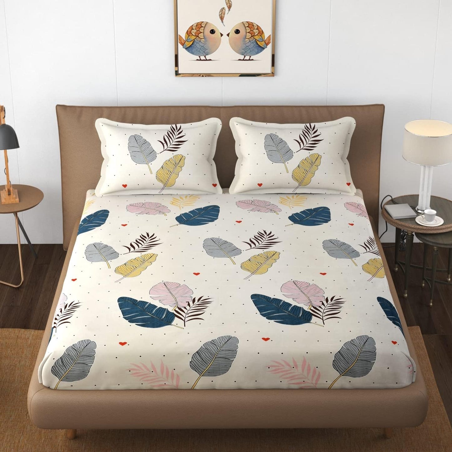 Flora Cotton 5-Piece Botanical Bedsheet Set – Double Size