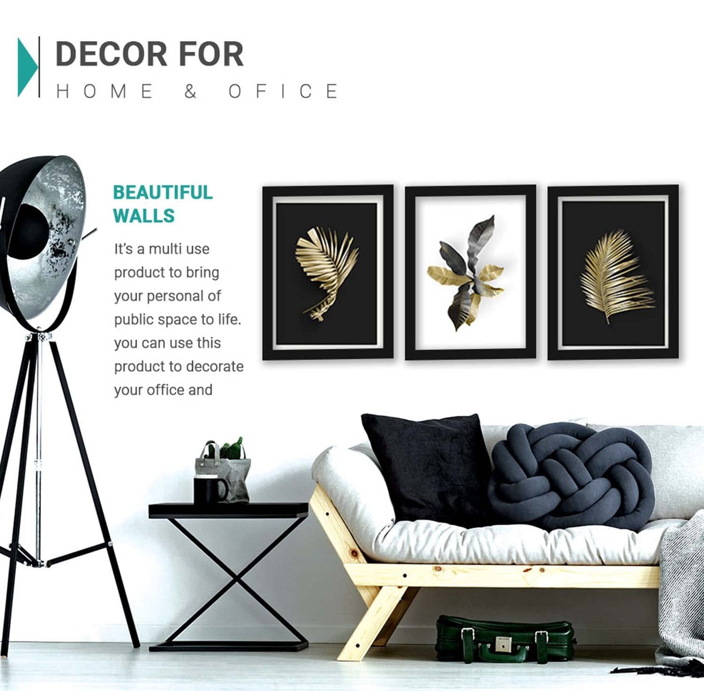 Modern Art Framed Wall Posters – Set of 3 (11 x 14 inch)