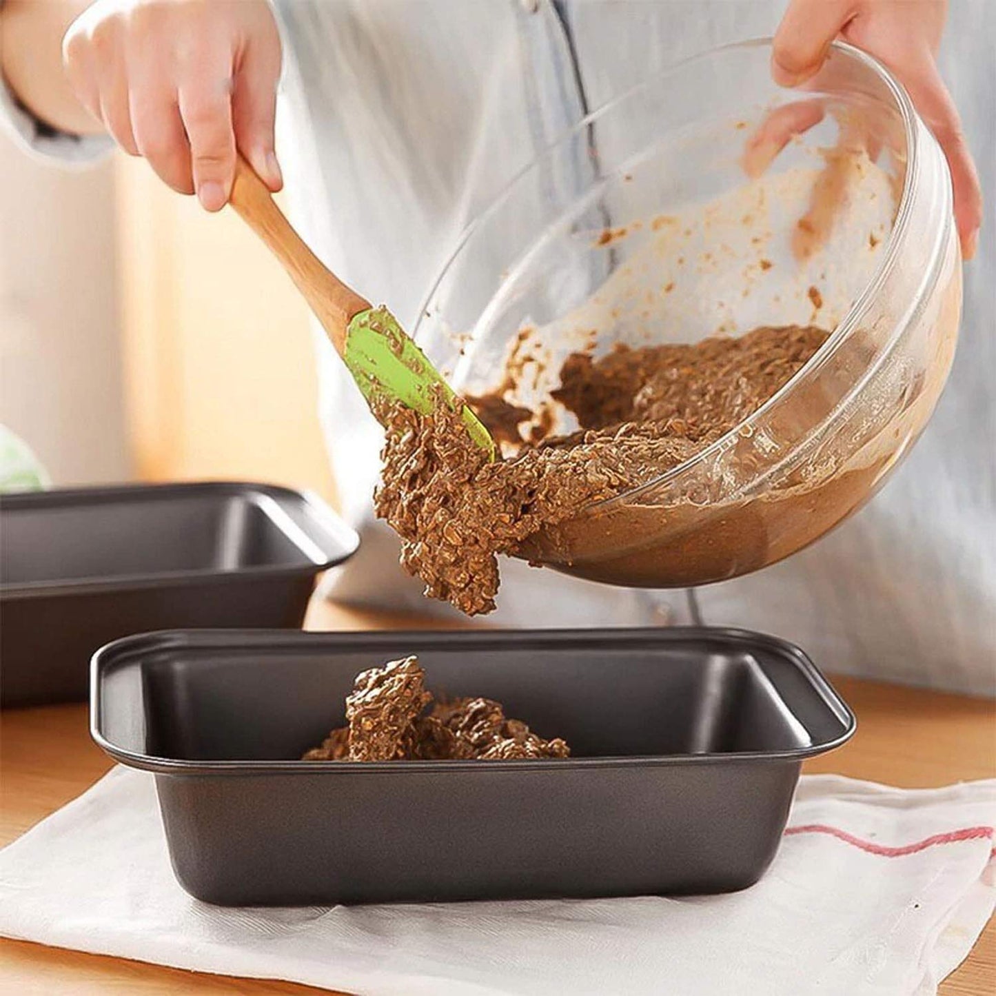 Non-Stick Carbon Steel Loaf & Muffin Bake Pan | Rectangle Bread Mould for Baking in Microwave Oven, Cooker – Black