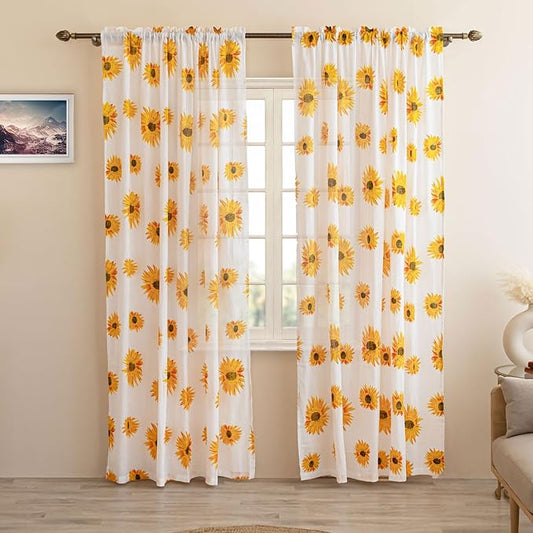 Sunflower Printed Curtains for Home Décor (Pack of 1)