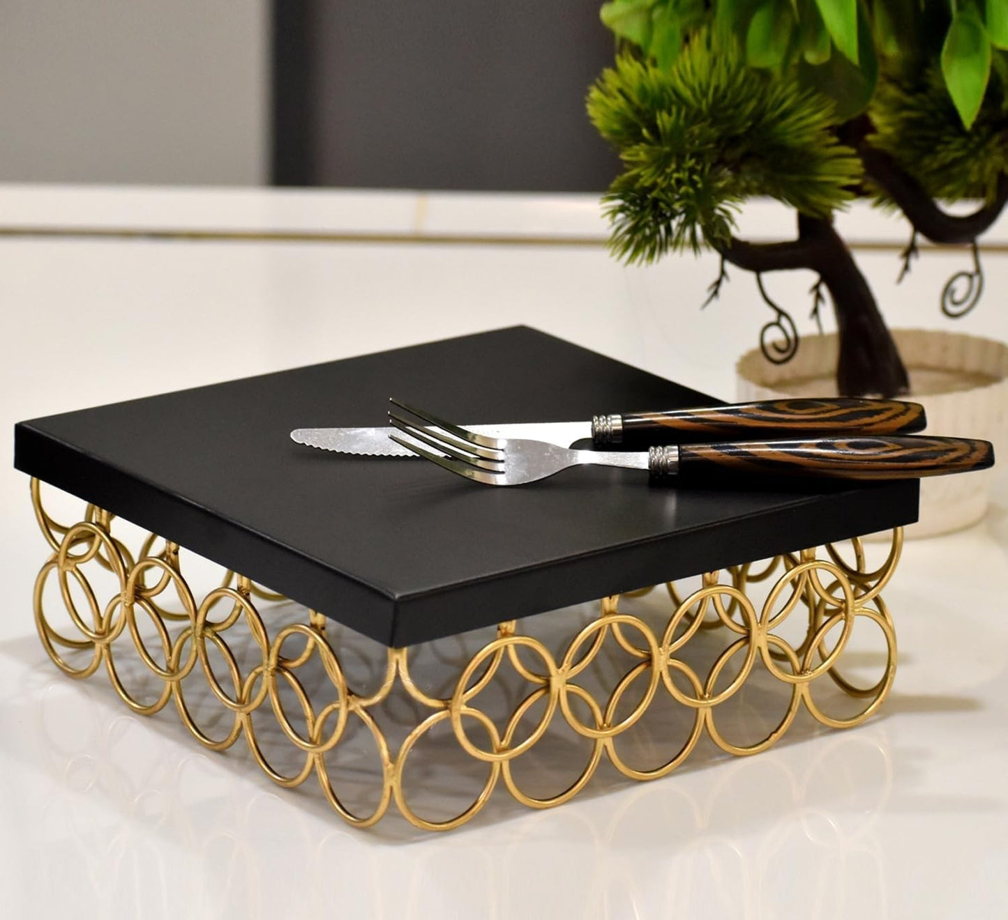 Black & Gold Metal Cupcake Stand – Multipurpose Dessert Display