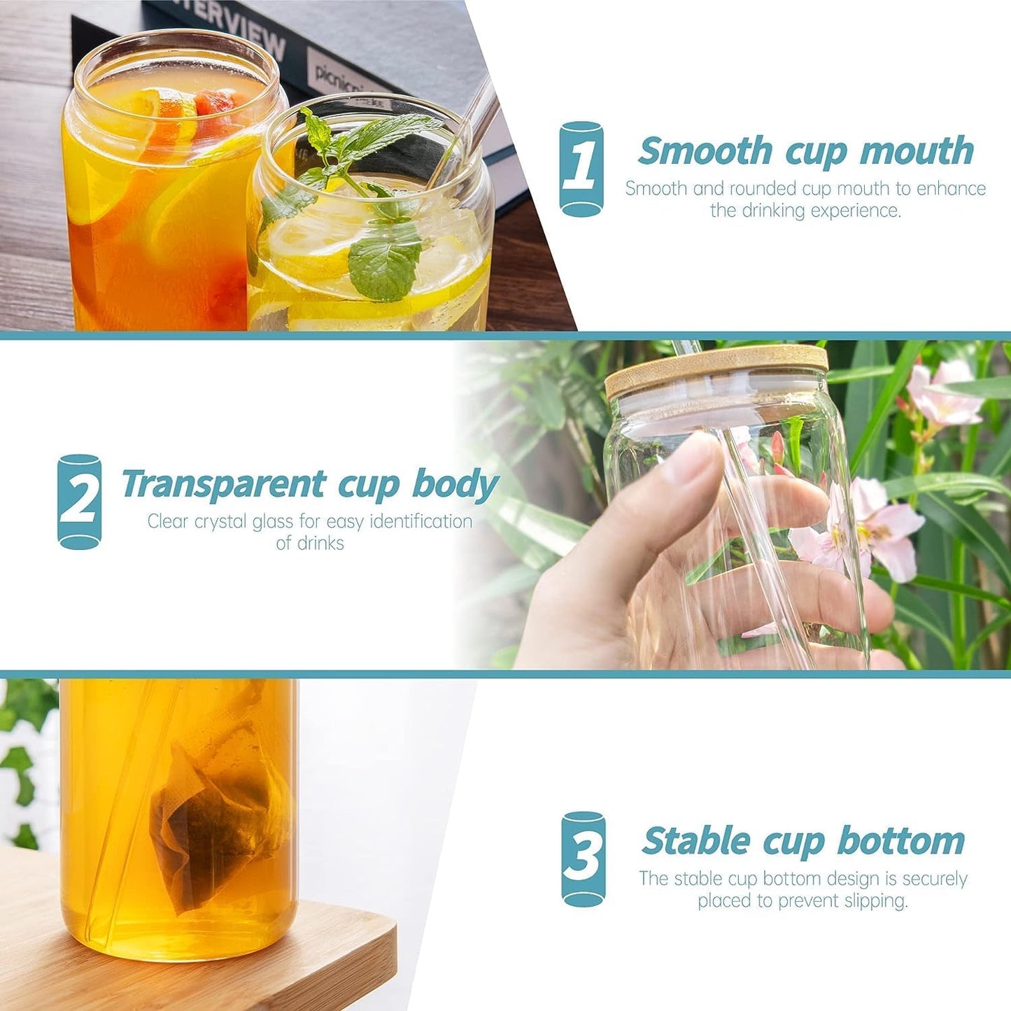 Can-Shaped Glass with Wooden Lid & Straw – 500ml