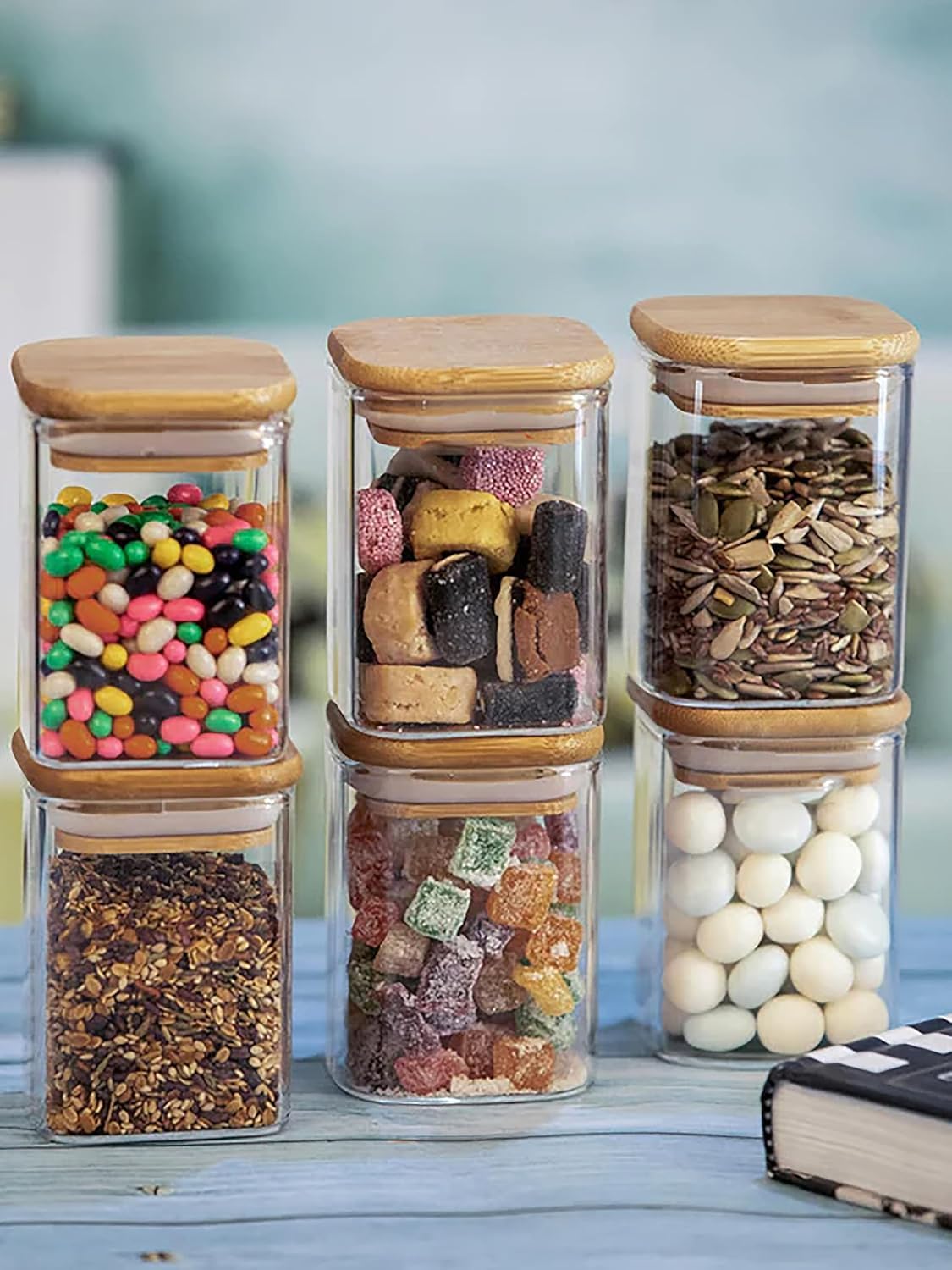 Glass Food Storage Containers with Airtight Wooden Lids 280ml – Pack of 9